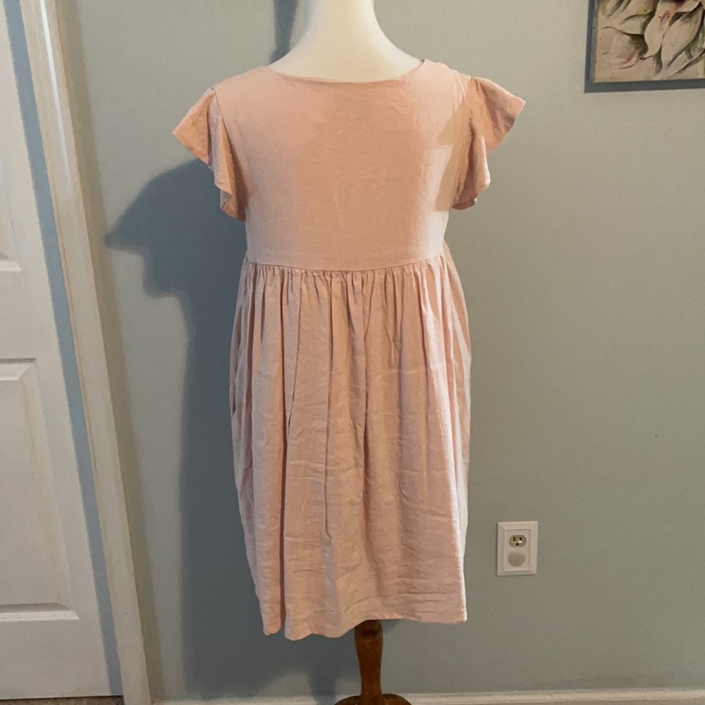 Jillian Harris Emma Knudsen Linen Babydoll Dress Gem